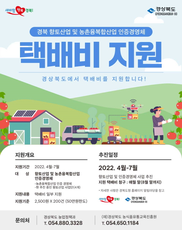 경북도, 6차산업 인증업체에 택배비 지원